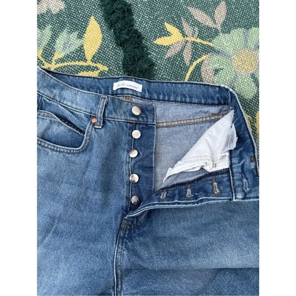 Betro Simone High Waisted Button Fly Wide Leg Jeans Size 29